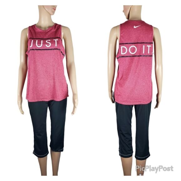 Nike Maroon & Black Heathered Just Do It Tank Top - Picture 1 of 5